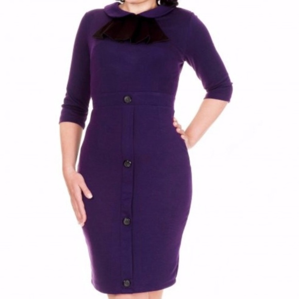Lindy Bop Purple "Rena" Pencil Dress